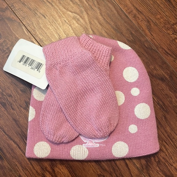 FSU beanie hat & mittens. Pink w/ polka dots Monogrammed logo, GO NOLES! - Picture 3 of 11
